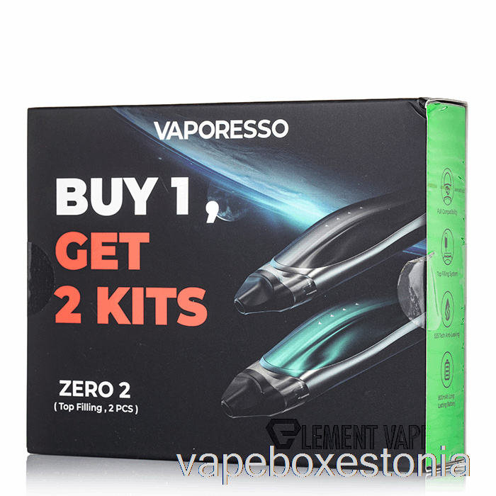 Vape Box Estonia Vaporesso Zero 2 Pod System 2-pack Promotsiooni Must + Must Roheline